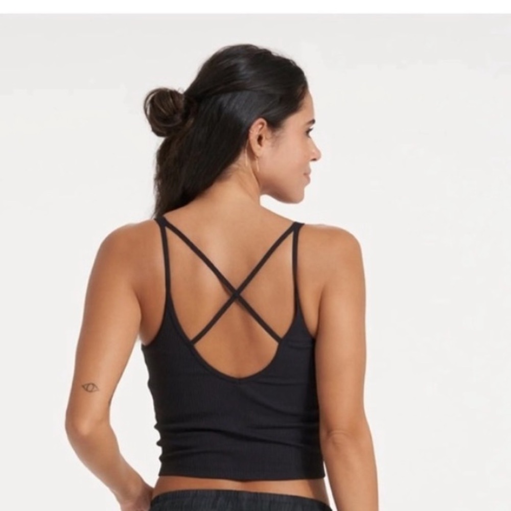 Vuori Black Strappy Crop Top